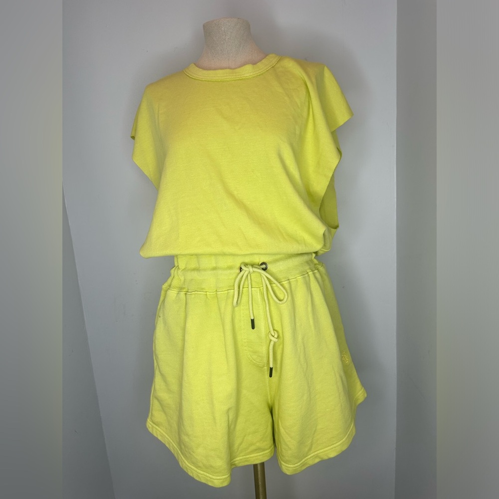FREE PEOPLE Throw And Go Shortsie Lime Green Romper Athletic